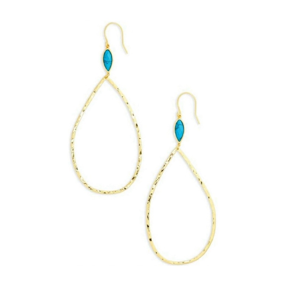Gorjana NWT Lola Drop Earrings - Turquoise & Gold